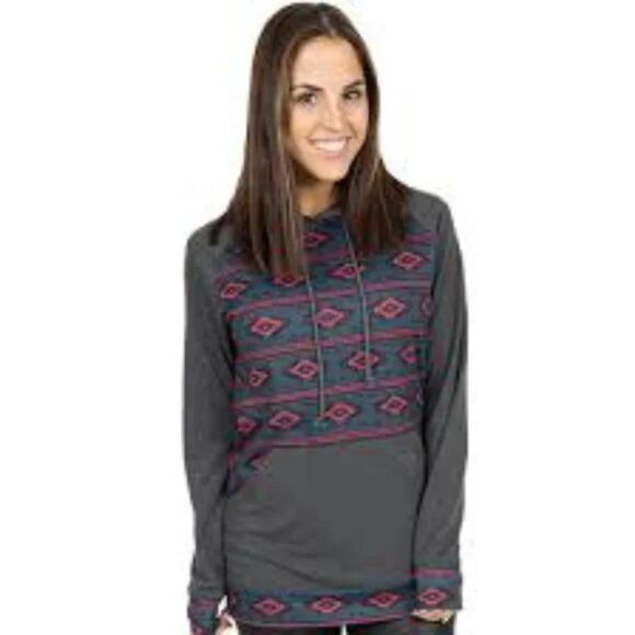 Simply Southern Small Gray Hoodie Lightweight Pullover - Picture 1 of 15